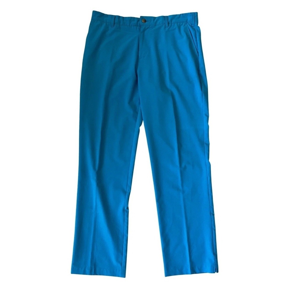 Short Par 4 Mens Golf Pants 36x32 Blue Performance Stretch Flat Front‎ Trousers